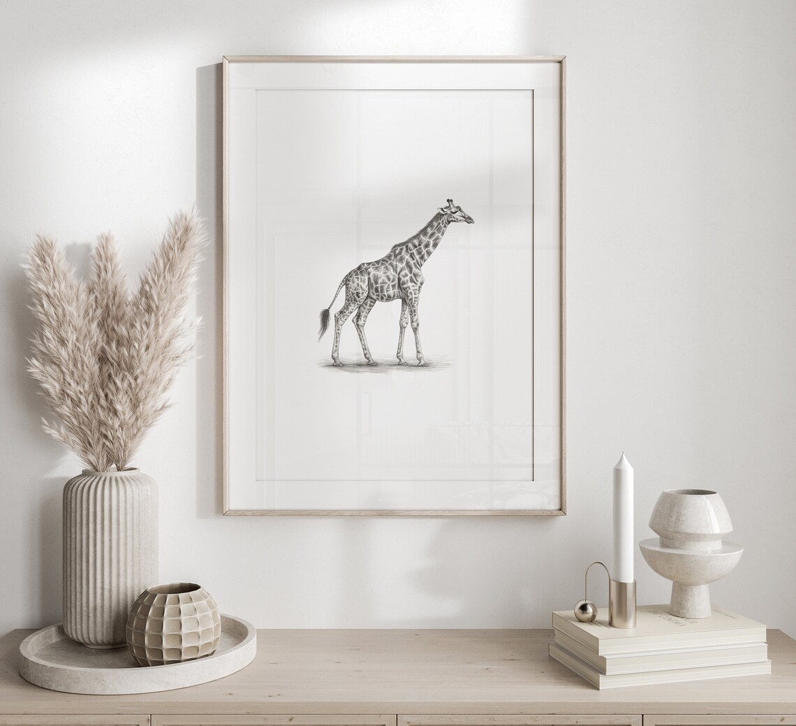 Giraffe Sketch Safari Animal Artwork, Nursery Print - Image 4
