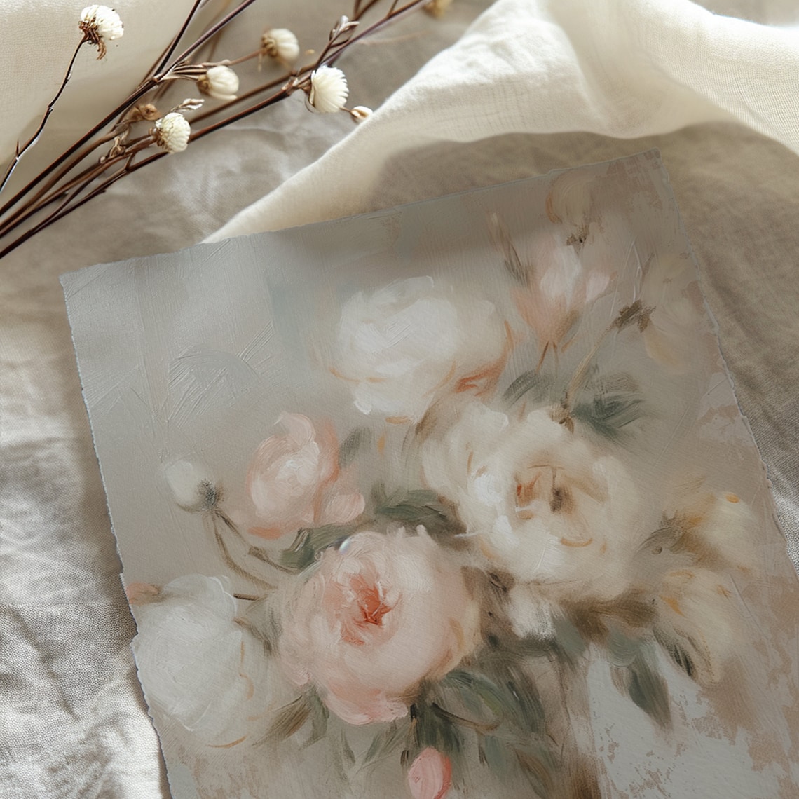 Vintage Peony Painting, Elegant Impressionist Art Print - Image 4
