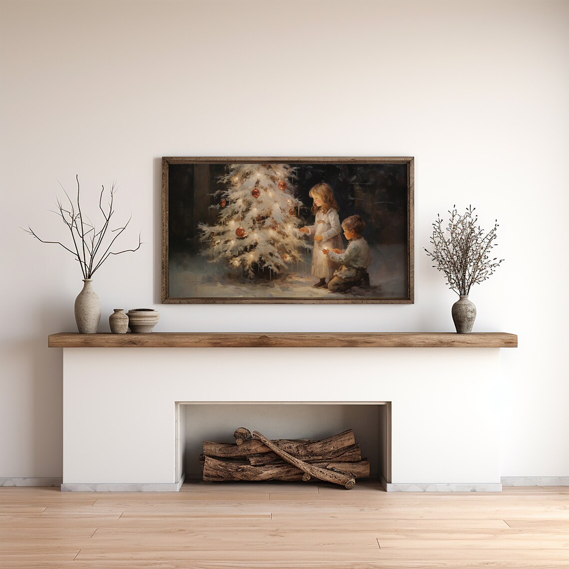 Silent Night Winter Christmas Tree Art Print - Image 3