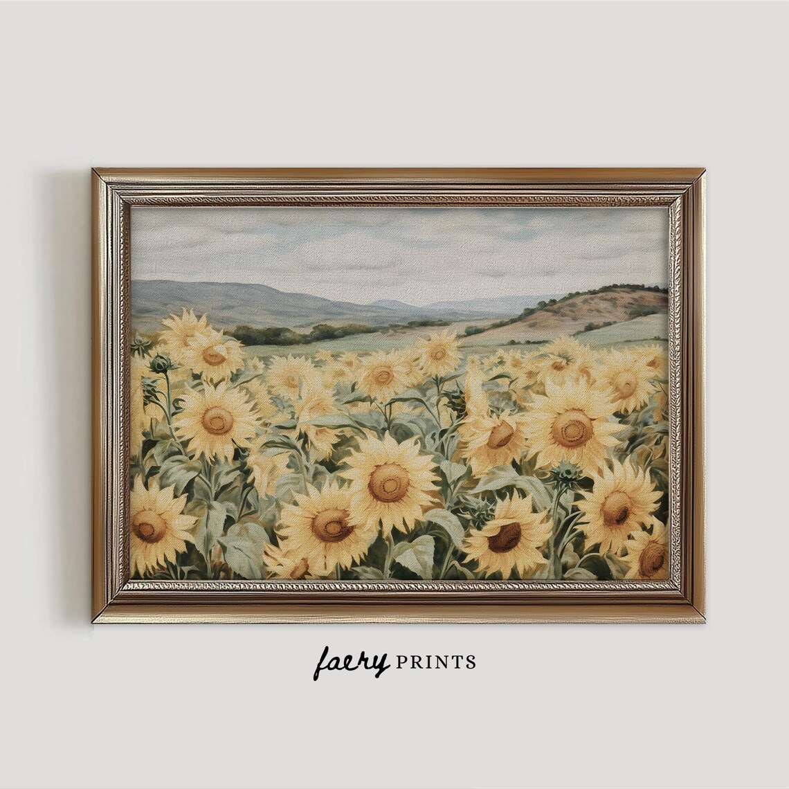 Sunflower Field Art Print, Soft Autumn Decor
