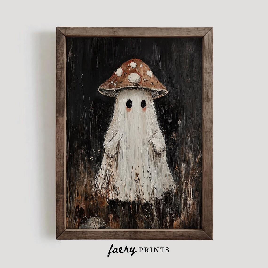 Mushroom Ghost Print, Cute Spooky Halloween Art Print - Image 2