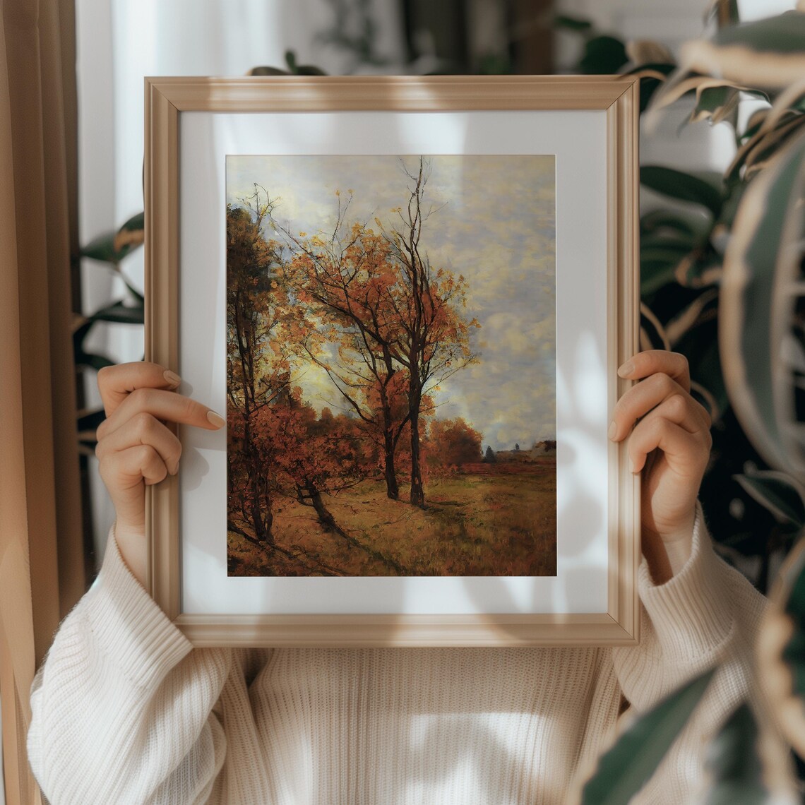 Autumn Trees Orange Foliage Vintage Landscape Oil Painting Poster - Image 5
