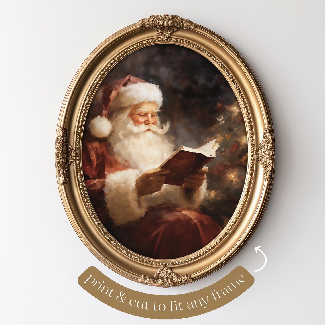 Santa Claus Reading Christmas Wall Art Print - Image 3