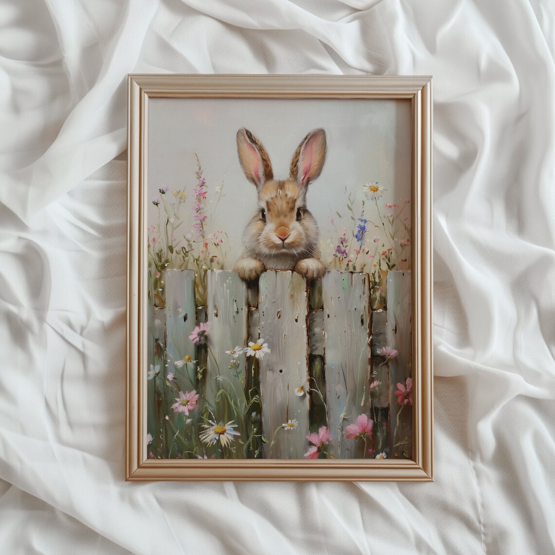 Easter Rabbit Art Print, Farmhouse Spring Bunny