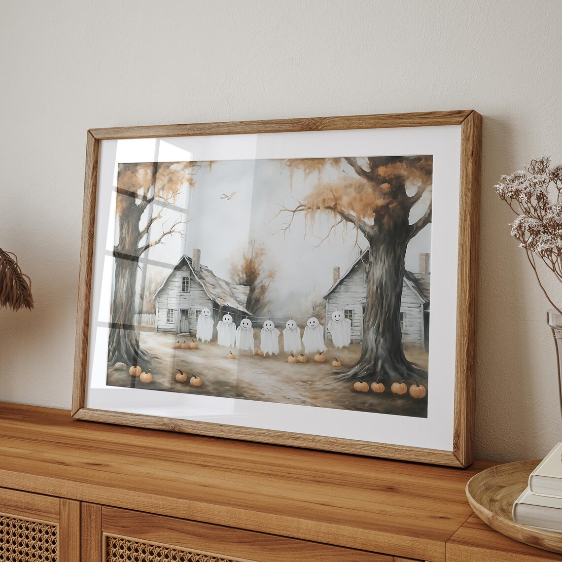 Halloween Farmhouse October Landscape Art Print - Image 5