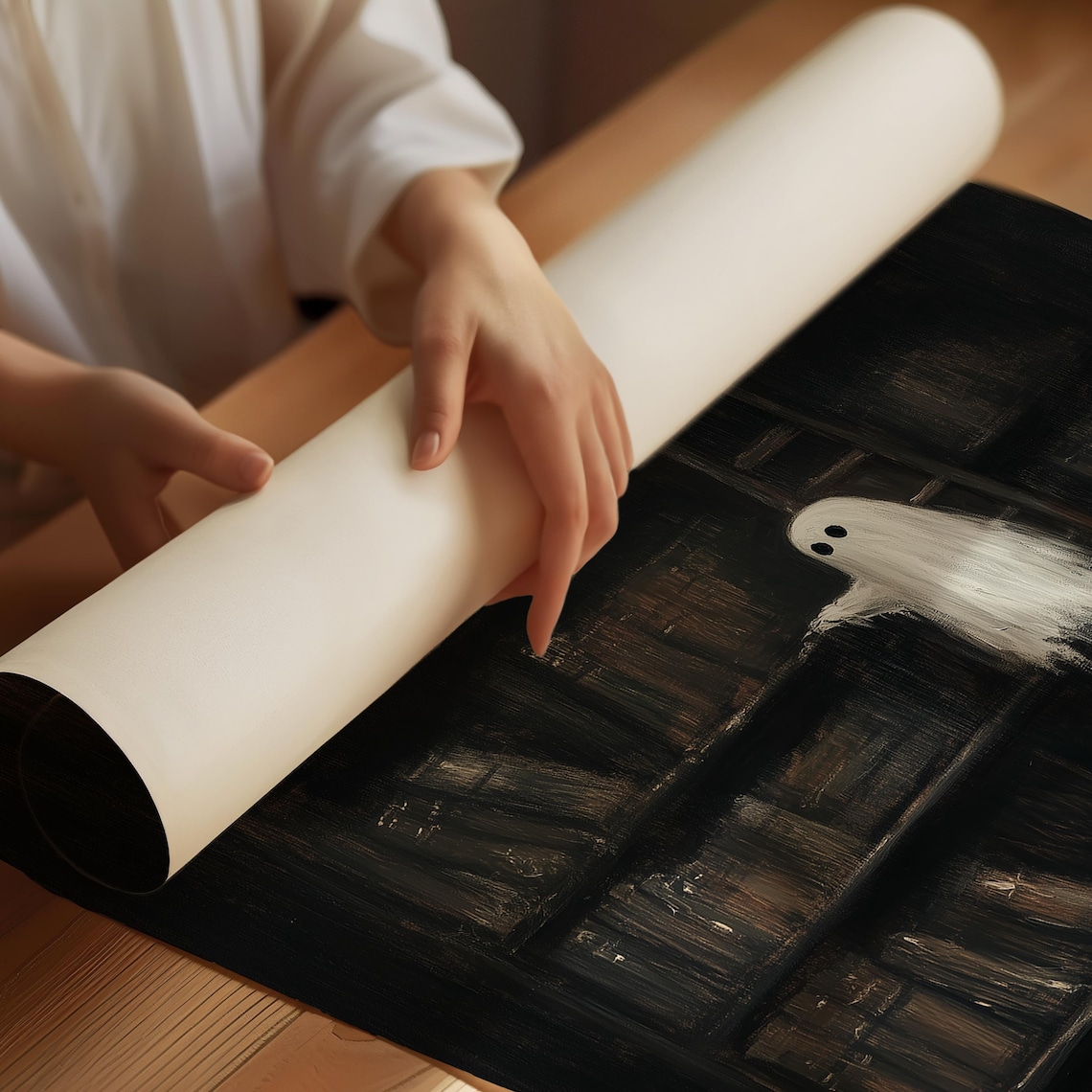 Ghost Library Halloween Art Print, Cute Book Decor - Image 3
