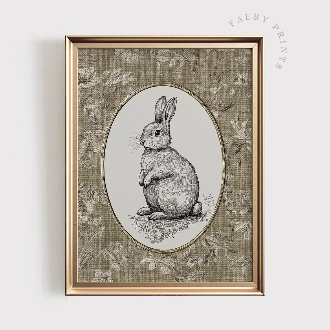 Vintage Rabbit Art, Neutral Nursery Farmhouse Print - Image 5
