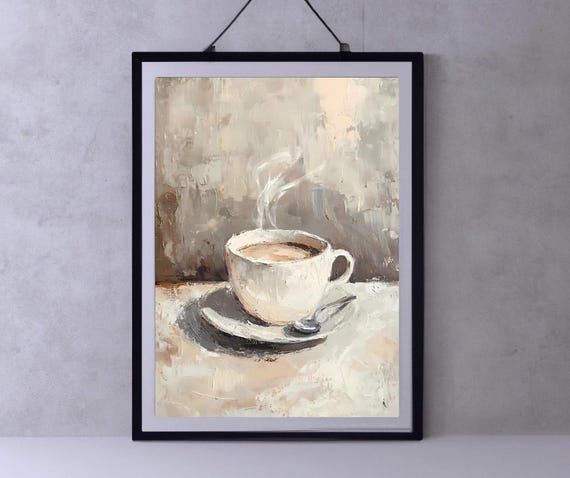 Neutral Coffee Art Moody Kitchen Wall Art Coffee Lover Gift Coffee Bar Decor Housewarming Art Print Minimalist Art