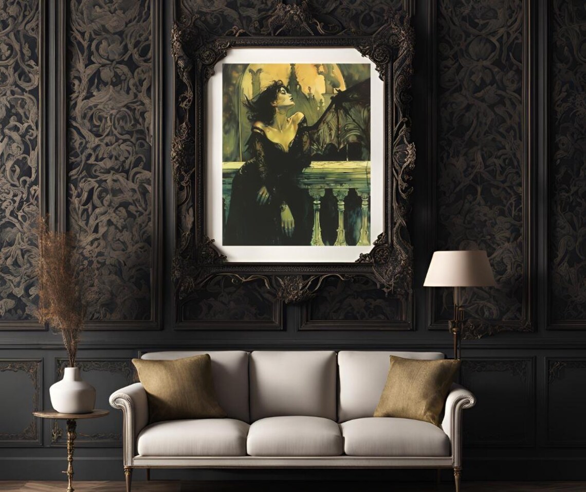 Gothic Winged Woman Portrait, Dark Fantasy Art Print - Image 3