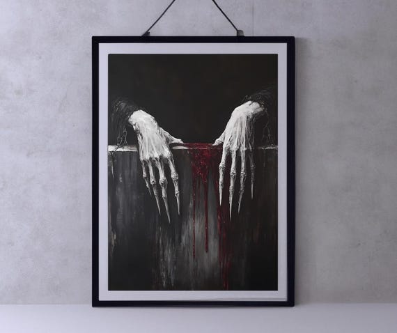 Clawed Hands Dracula Vampire Print Gothic Art Dark Cottagecore Print Moody Wall Art Halloween Decor Occult Art Poster Gothic Home Decor