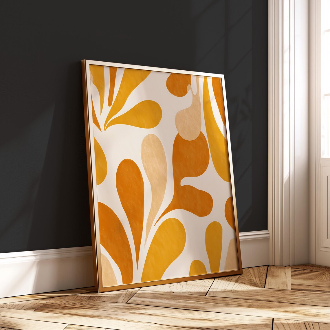 Matisseinspired Yellow Abstract Print Boho Minimalist Wall Art