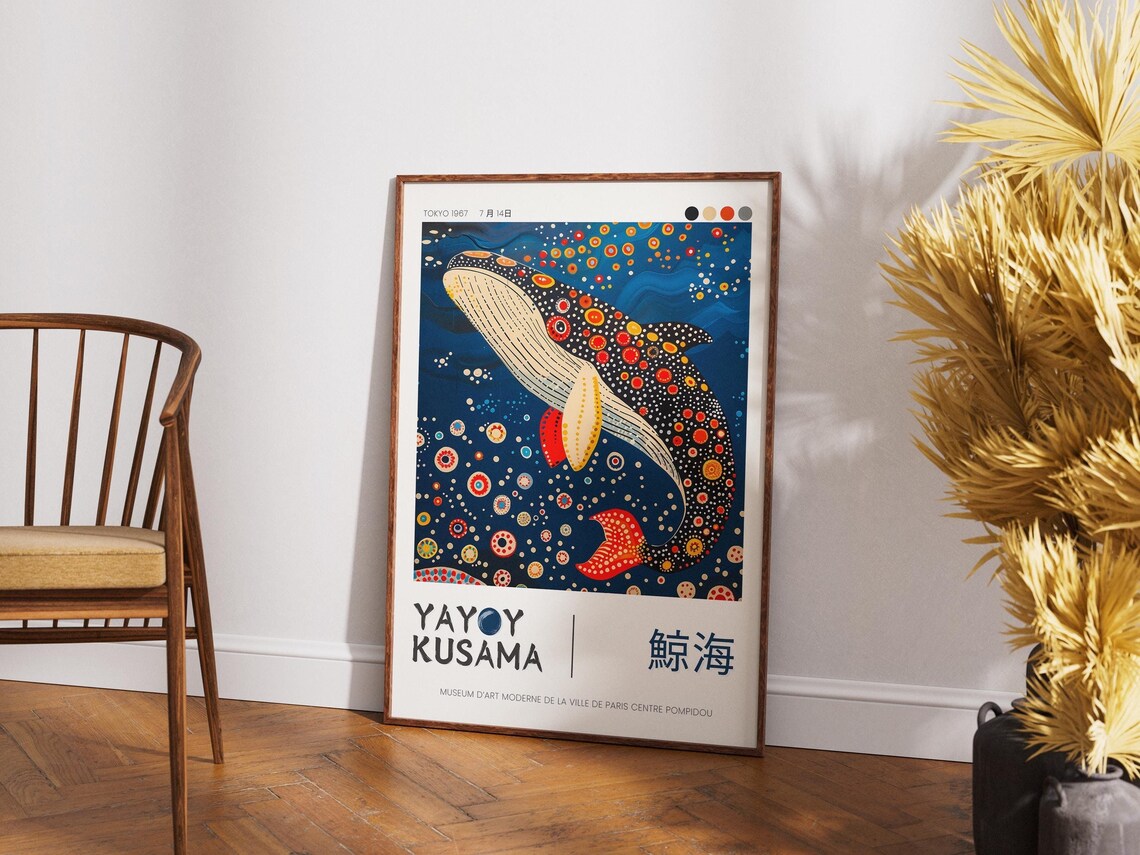 Yayoi Kusama Whale Poster, Japanese Art Print