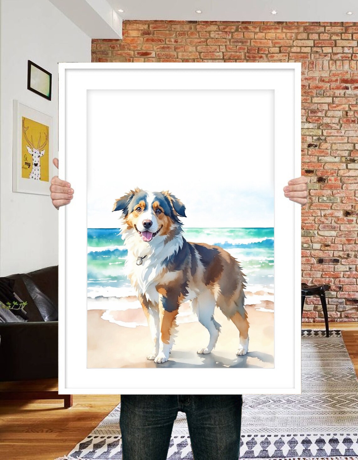 German Shepherd Watercolor Pet Portrait, Memorial Gift - Image 3