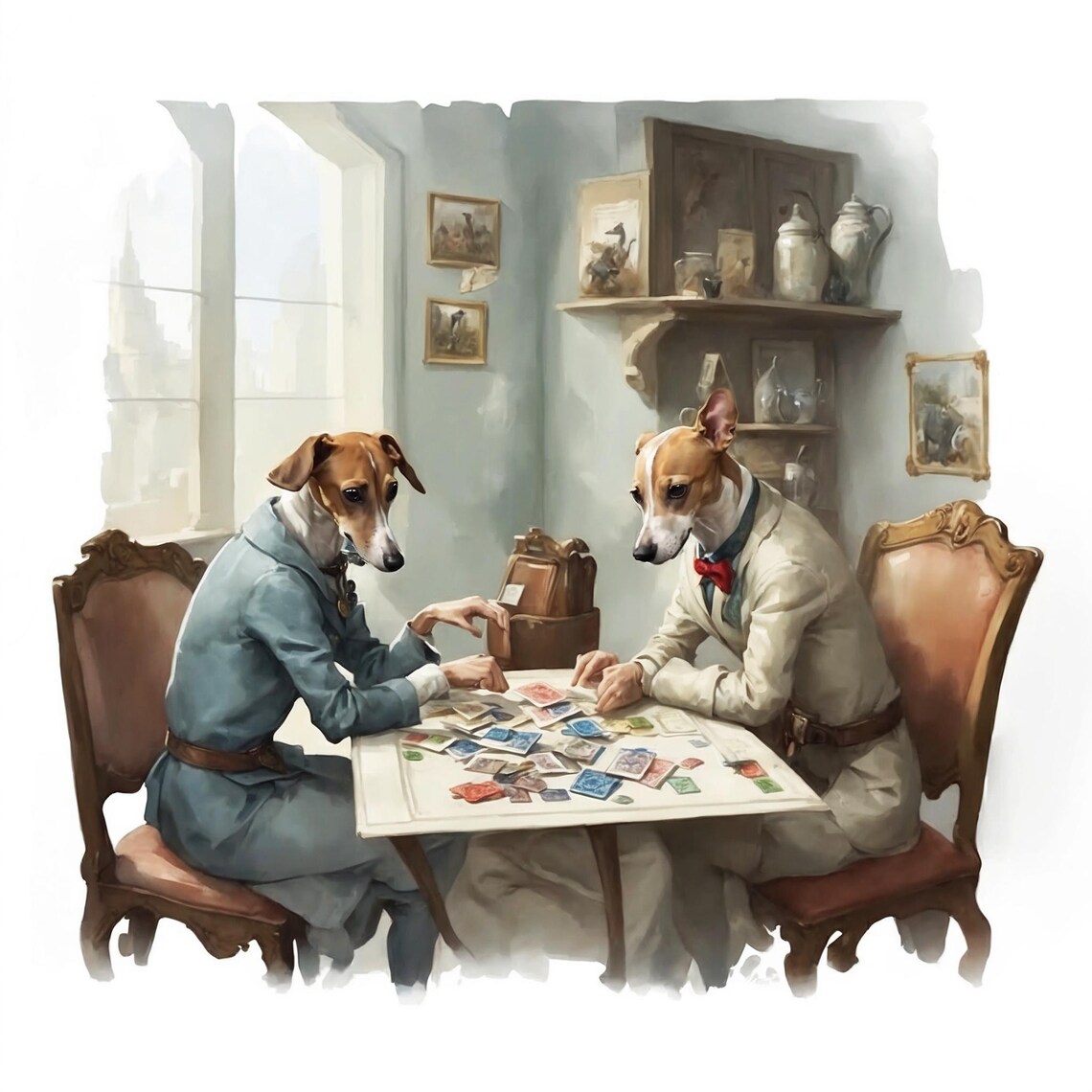 Two Dogs Playing Poker, Custom Dog Portrait - Image 3