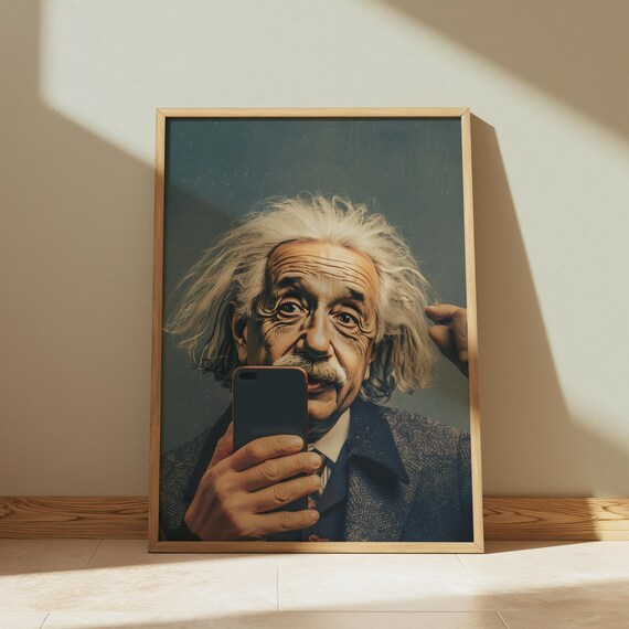 Albert Einstein Selfie Funny Science Geek Humor Portrait Poster
