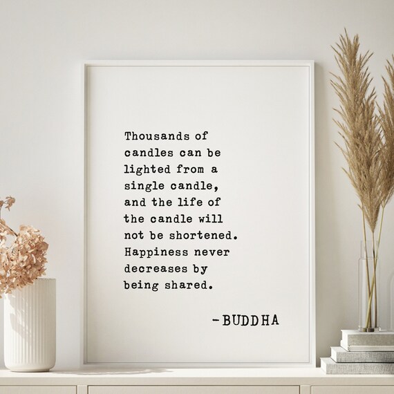 Buddha Shared Happiness Quote Thousands of Candles Candle Poster