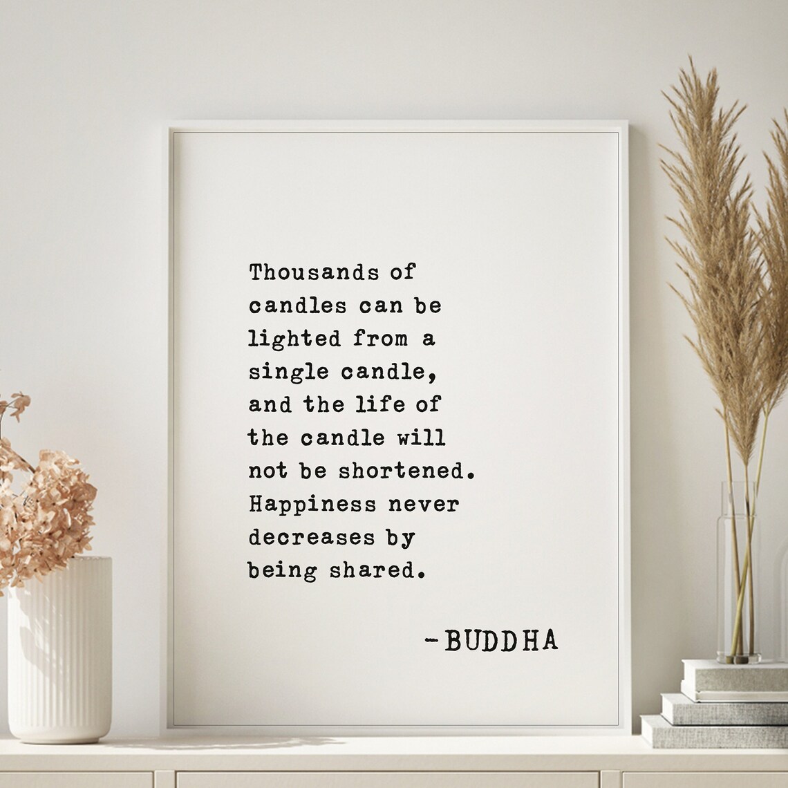Buddha Shared Happiness Quote Thousands of Candles Candle Poster