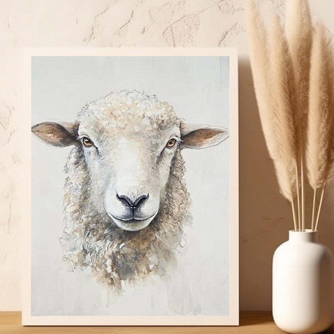 Watercolor Sheep Face Portrait Barnyard Animal Farm Art Poster - Image 3