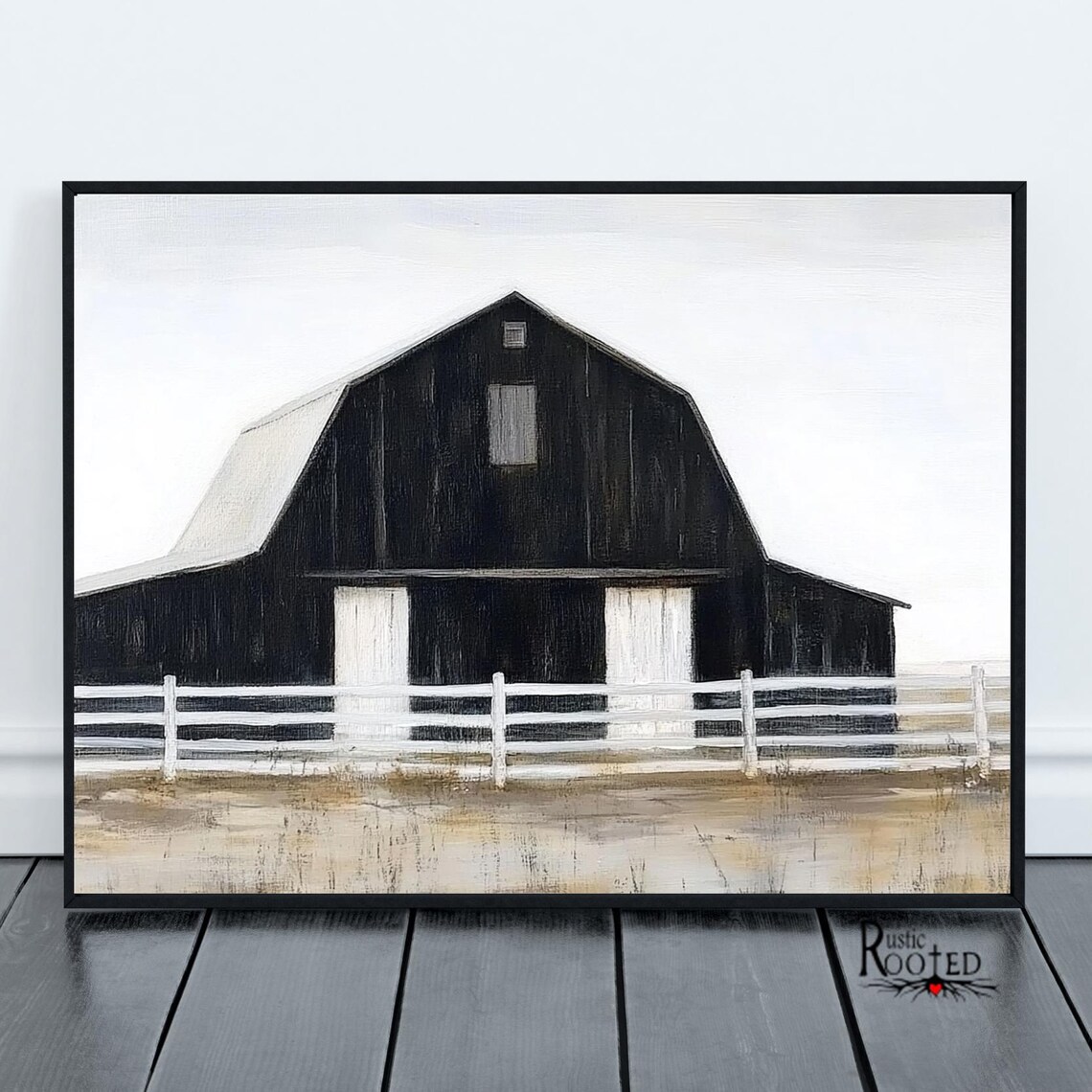 Rustic Black Barn Art Print, Modern Farmhouse - Image 3