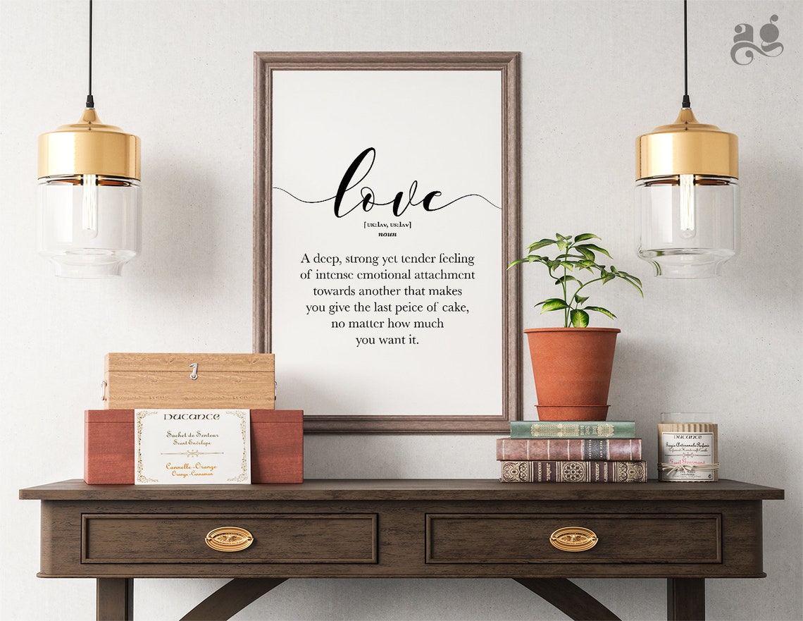 Love Dictionary Definition Tender Feeling Script Typography Poster - Image 2