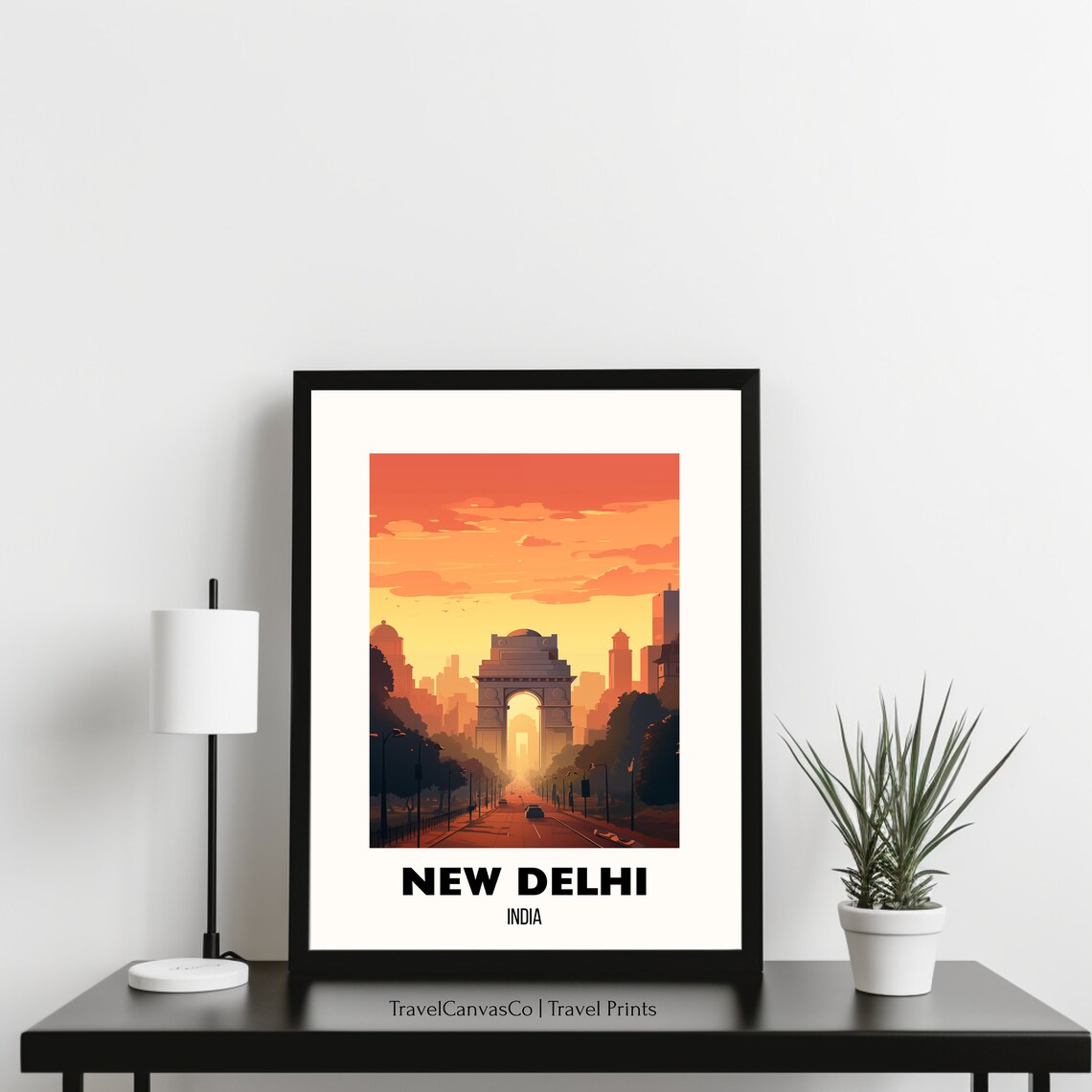 New Delhi India Gate Sunset Landmark City Skyline Art Poster - Image 3