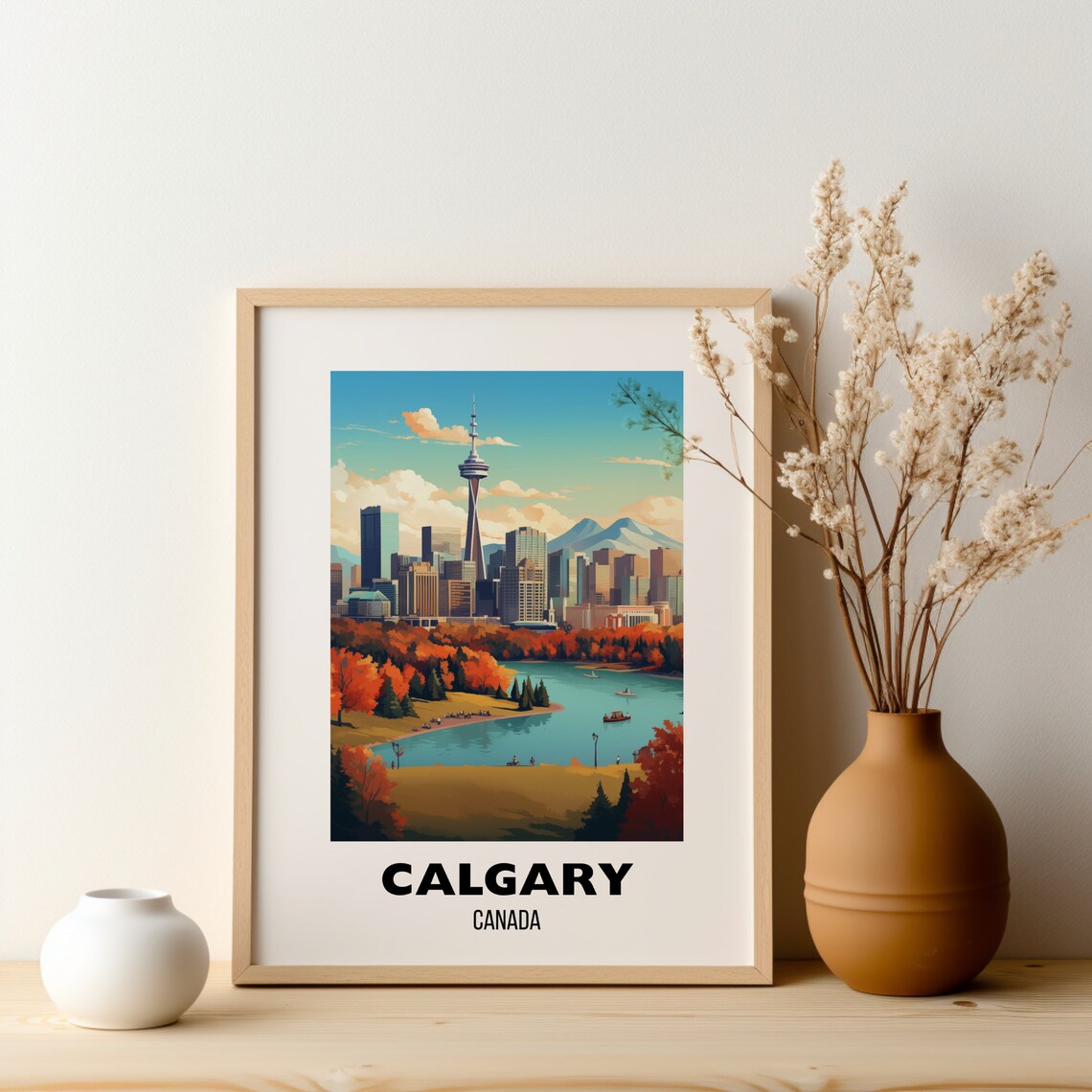 Calgary Canada Autumn Tower Riverside Scenic City Travel Poster - Image 2