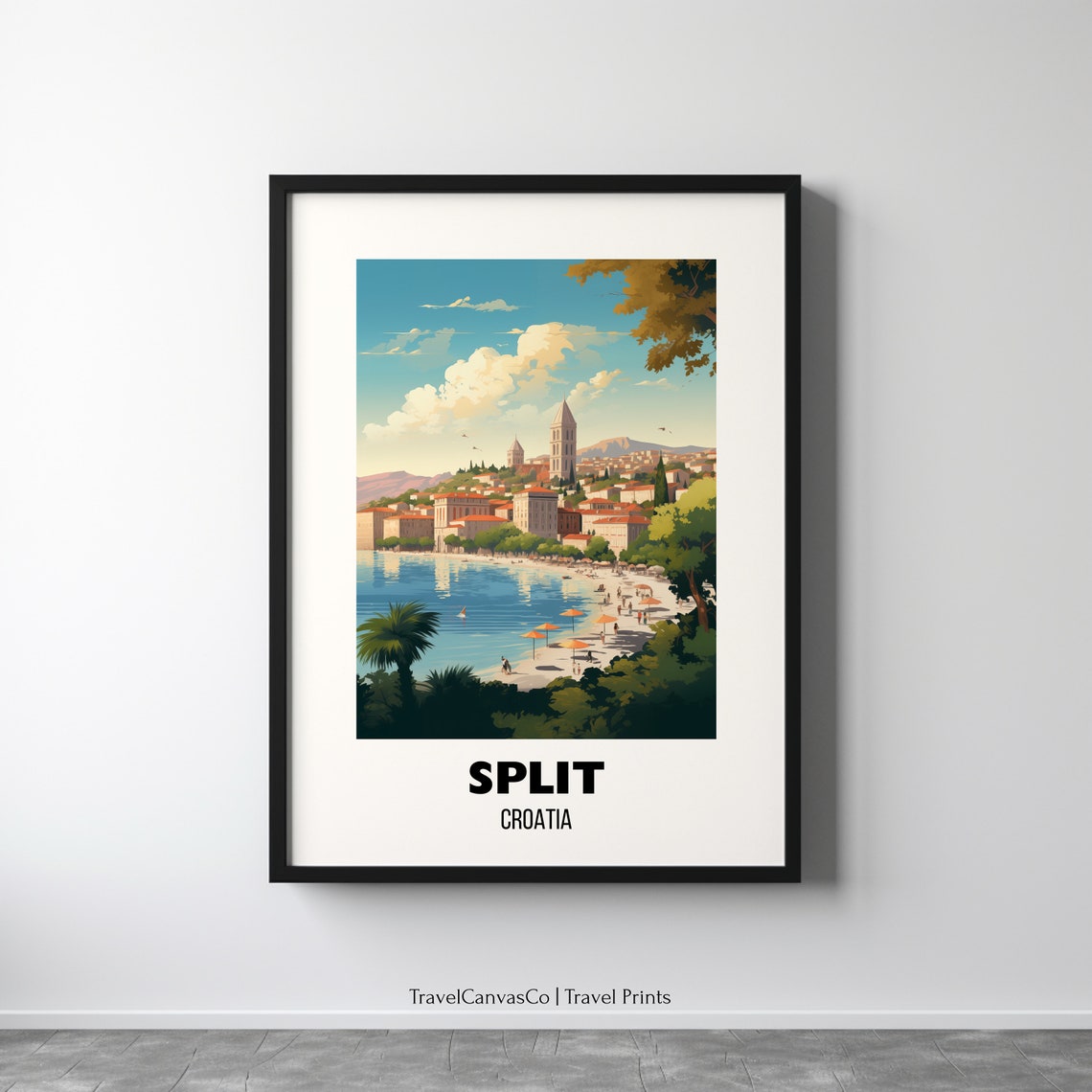 Split Croatia Old Town Beach Bay Adriatic Coast Travel Poster