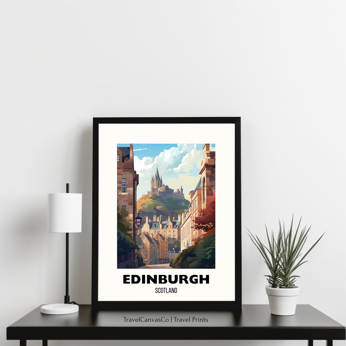 Edinburgh Scotland Castle On Hill Historic Cityscape Travel Poster - Image 3