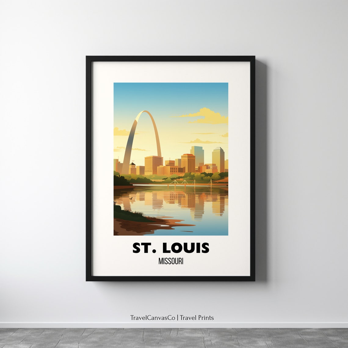 St. Louis Missouri Gateway Arch Sunset Skyline Travel Poster