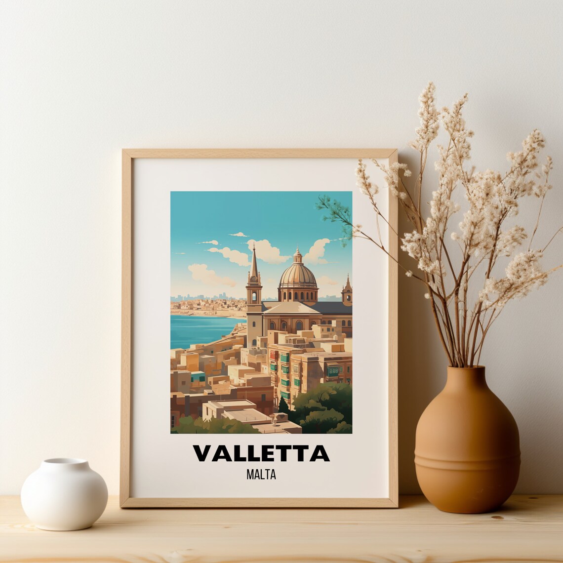 Valletta Malta Golden Dome Harbor City Mediterranean Travel Poster - Image 2