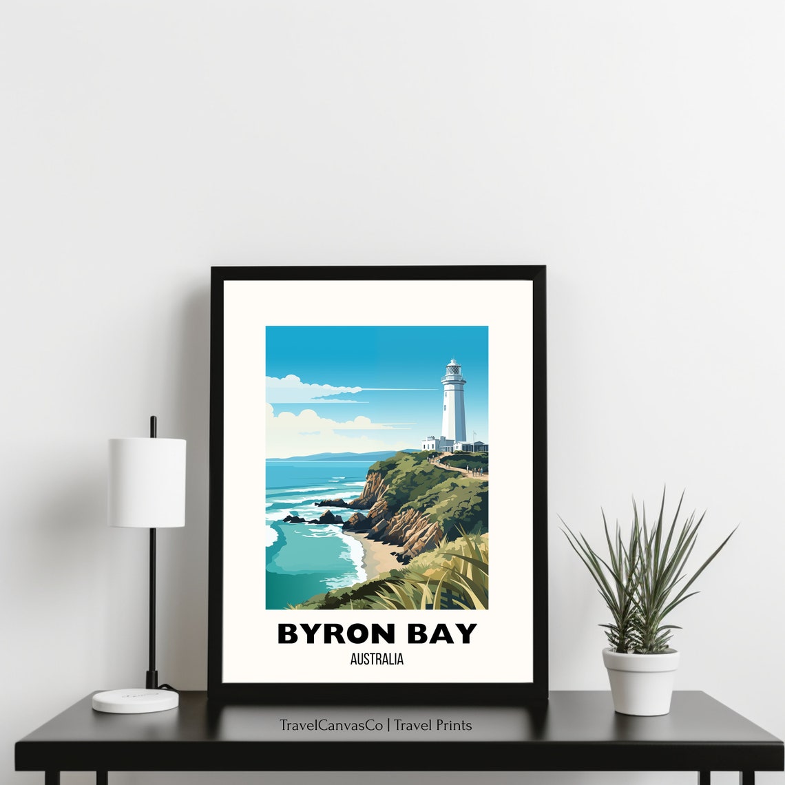 Byron Bay Australia Lighthouse Over Coastal Cliffs Travel Poster - Image 3