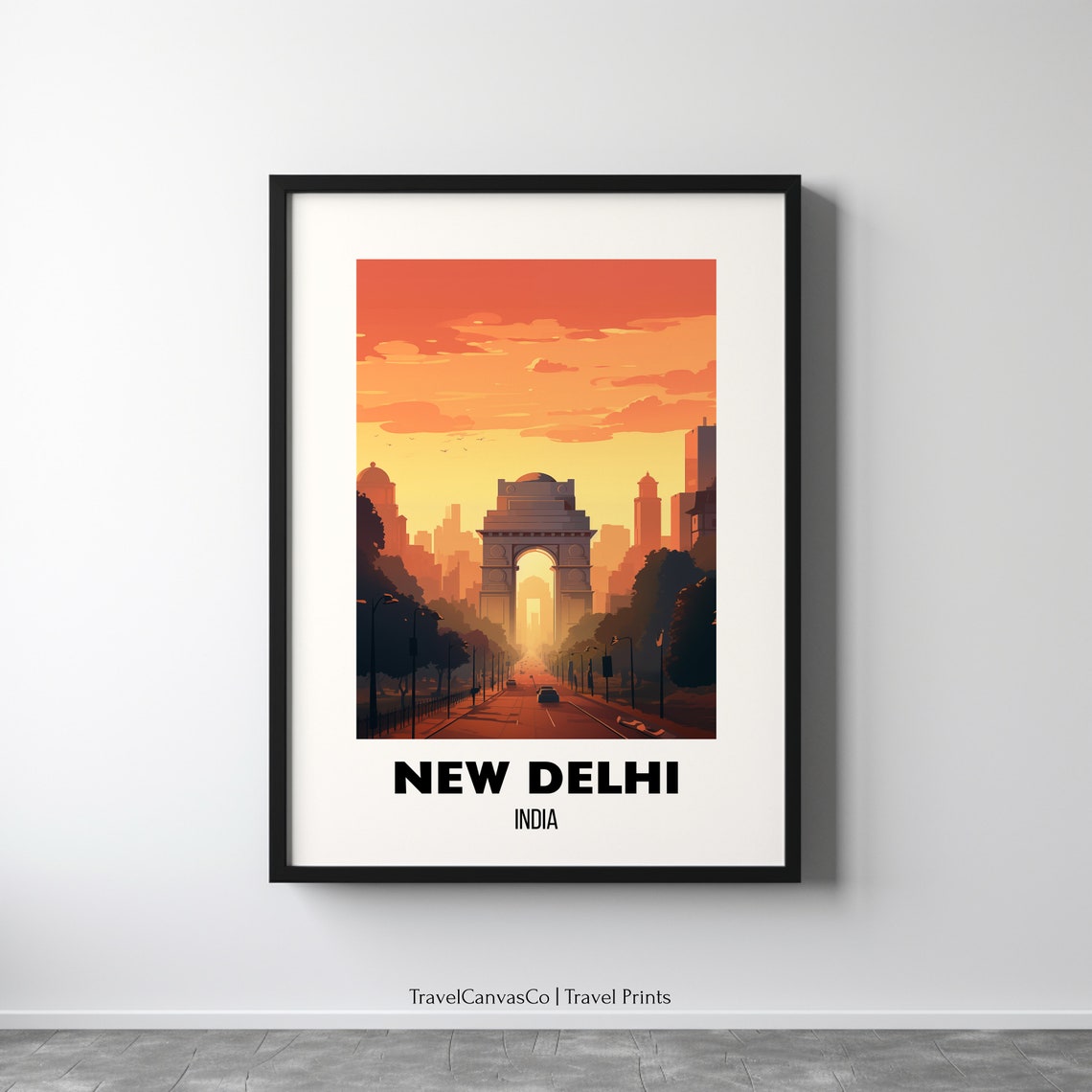 New Delhi Travel Poster Wall Art New Delhi Travel Print India Gate Painting Gifts Asia Home Decor Art Art