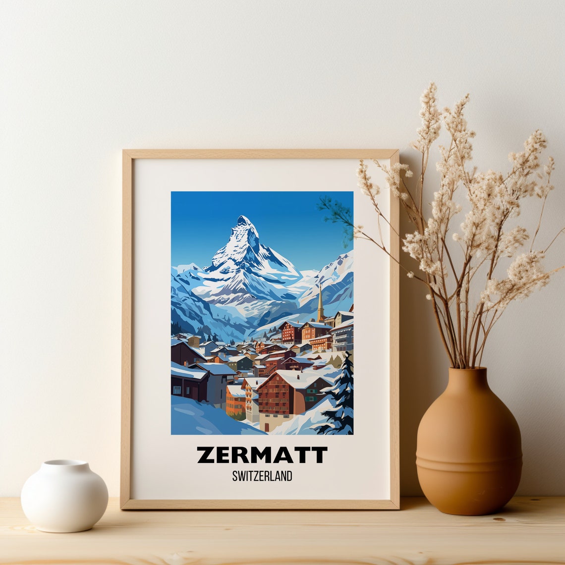 Zermatt Travel Poster Wall Art City Art Poster Europe Travel Prints Switzerland Wall Art Zermatt Gift Zermatt Print Zermatt Wall Art - Image 2