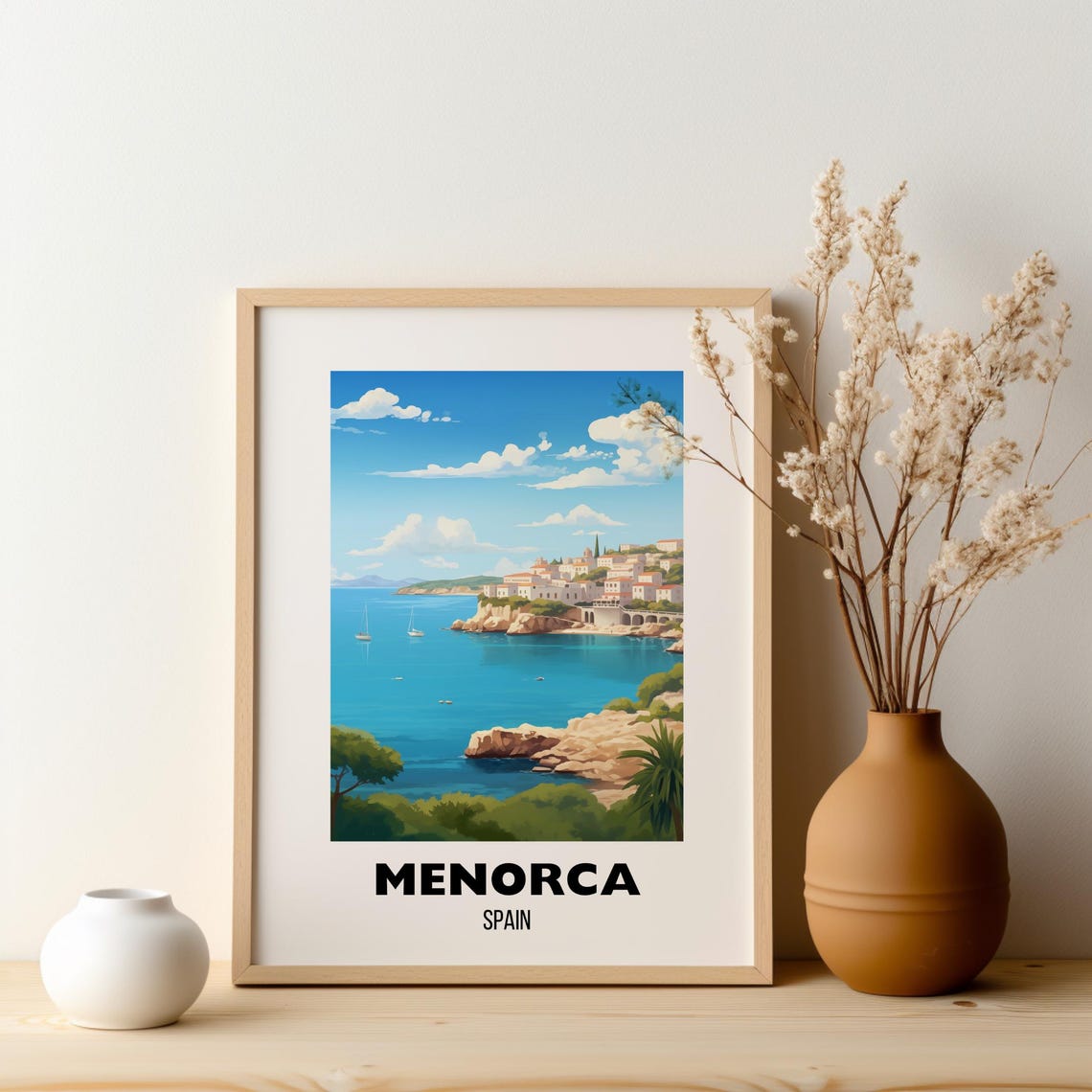 Menorca Spain Cliffside Coastal Town Mediterranean Sea Poster - Image 2