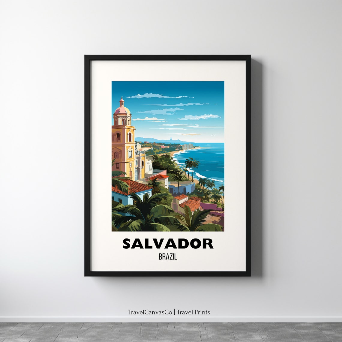Salvador Travel Poster Wall Art City Poster Salvador Travel Print Brazil Wall Art Brazil Gift Brazil Print