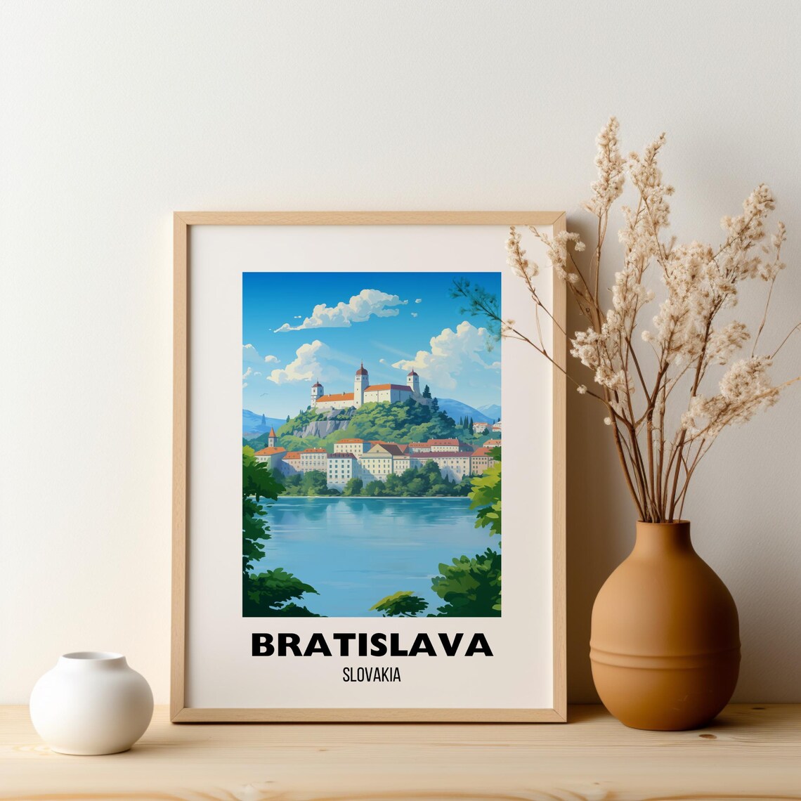 Bratislava Slovakia Castle Over Danube River Vintage Travel Poster - Image 2