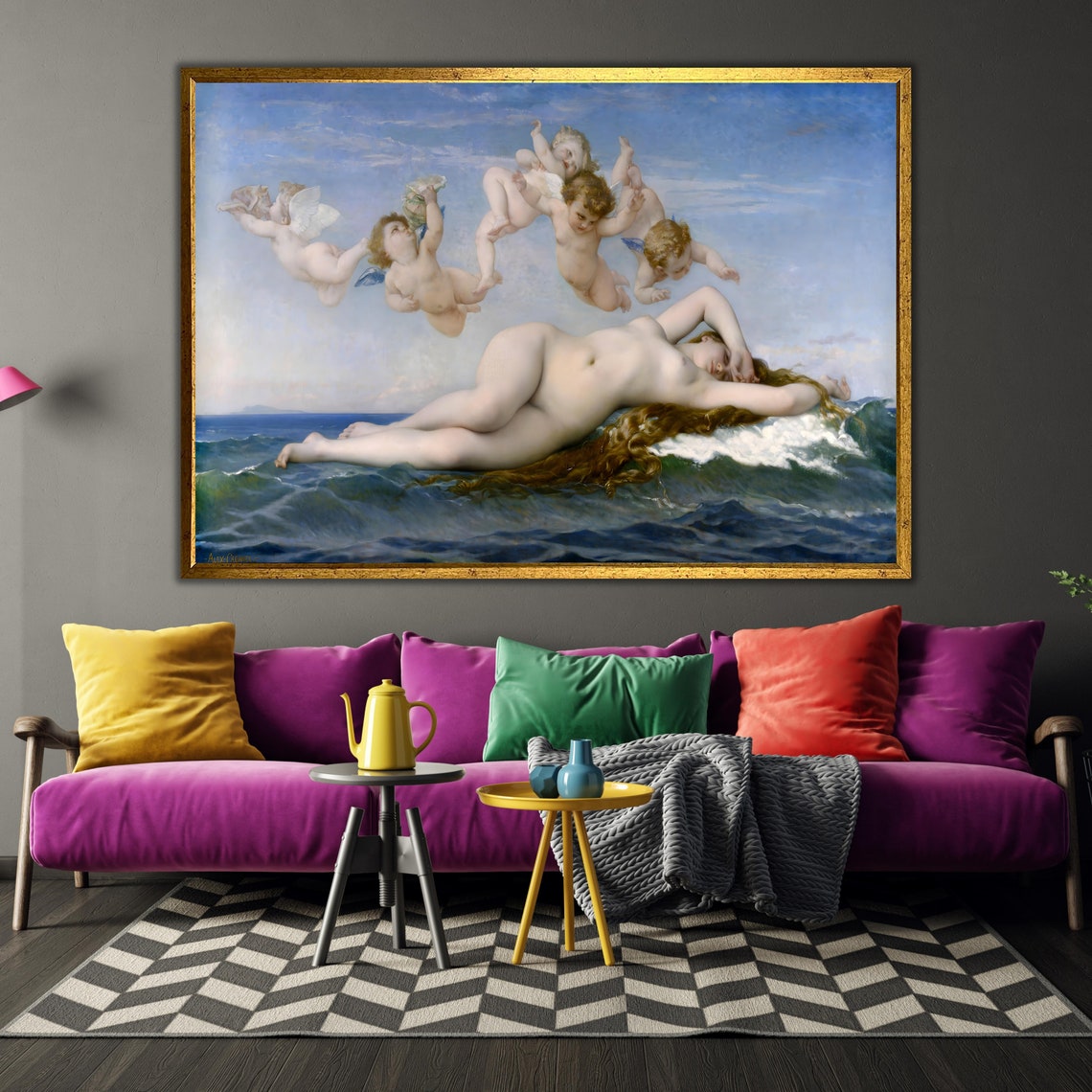 Cabanel The Birth Of Venus Reclining On Waves With Cherubs Art Poster - Image 3
