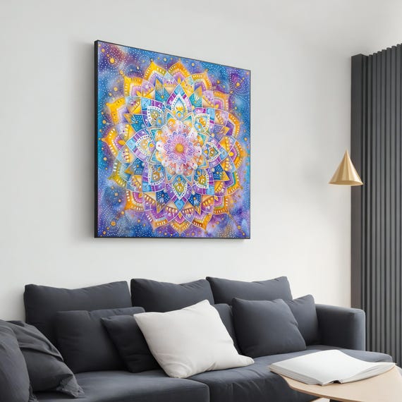 Vibrant Mandala Wall Art Multicolor Boho Chakra Mandala Painting Ready To Hang Spiritual Wall Decor Perfect Zen Gift