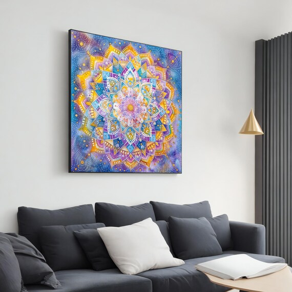 Vibrant Multicolor Pastel Galaxy Mandala Spiritual Meditation Wall Poster