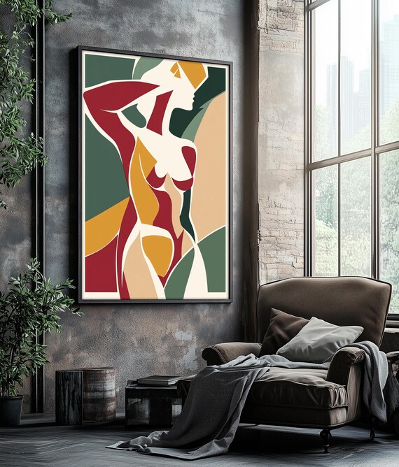 Colorful Abstract Woman Figure Modernist Body Art Wall Poster