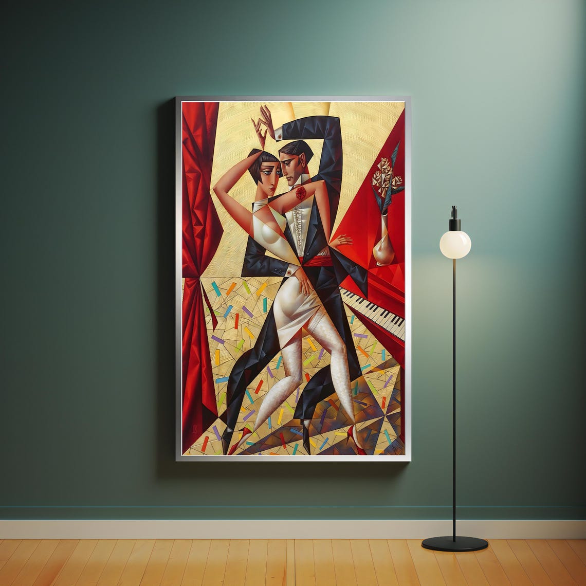Wall Decor Tango Cubism Dancer Unique Abstract Painting Geometric Tango Jazz Art Cafe Restaurant Wall Art Gift For Her - Image 4
