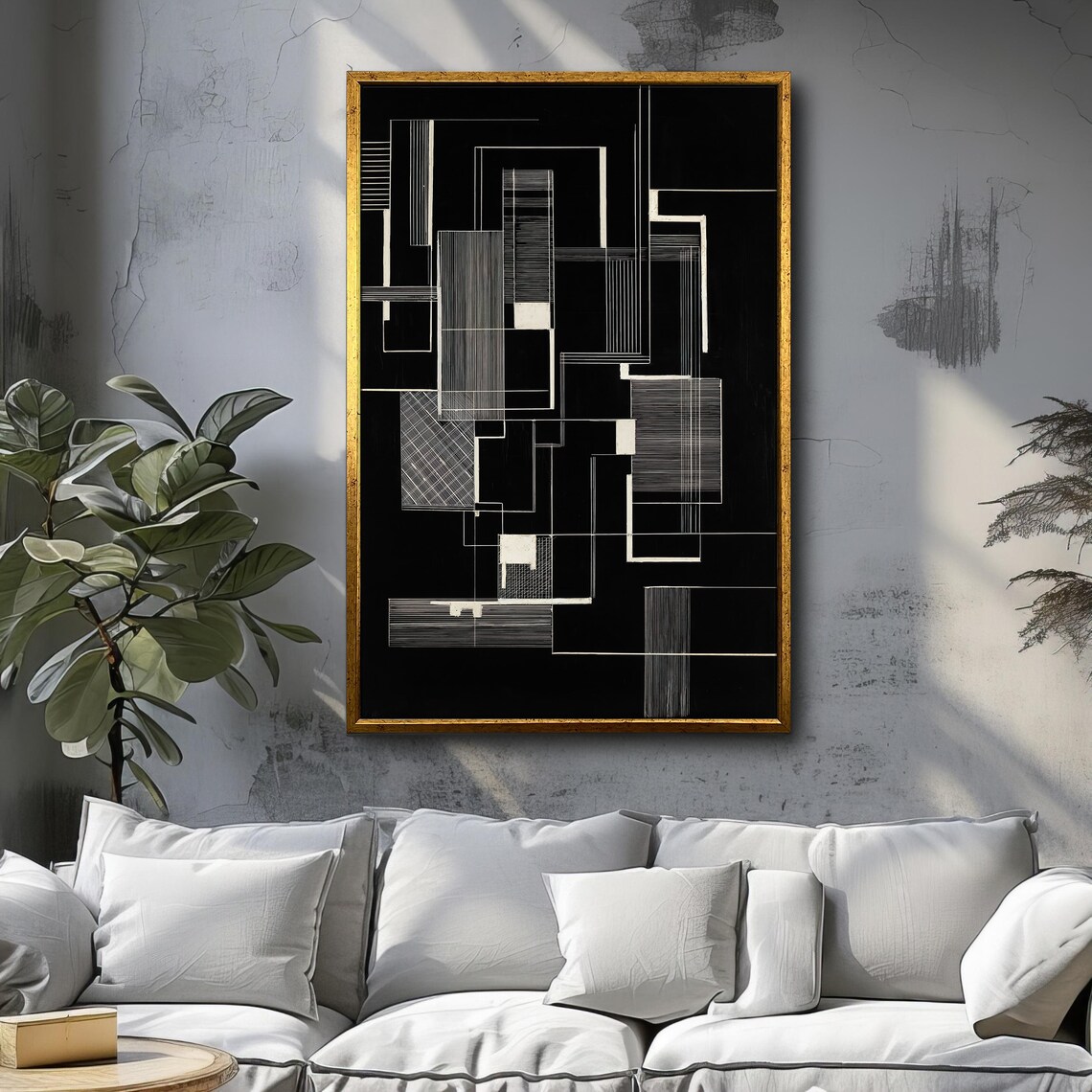 Abstract Print, Black And White Modern Decor - Image 3