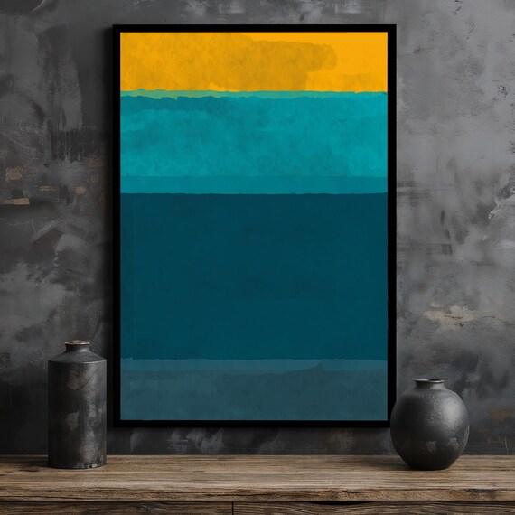 Vivid Mark Rothko Abstract Painting Modern Wall Art Colorful Home Decor Yellow And Blue Wall Art Ready To Hang Gift