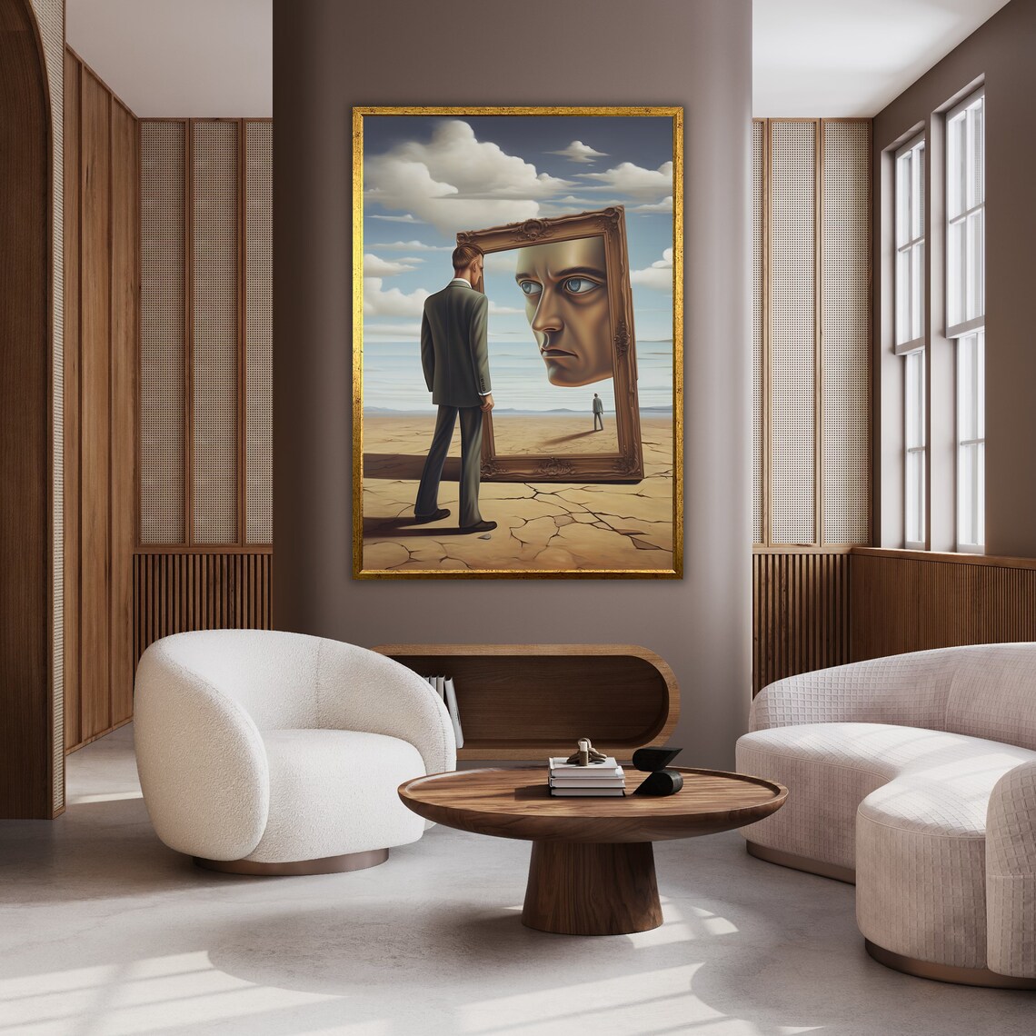 Reflection In The Mirror Surrealism Ready To Hang Artwork Modern Home Decor Unique Gift Modern Painting - Image 2