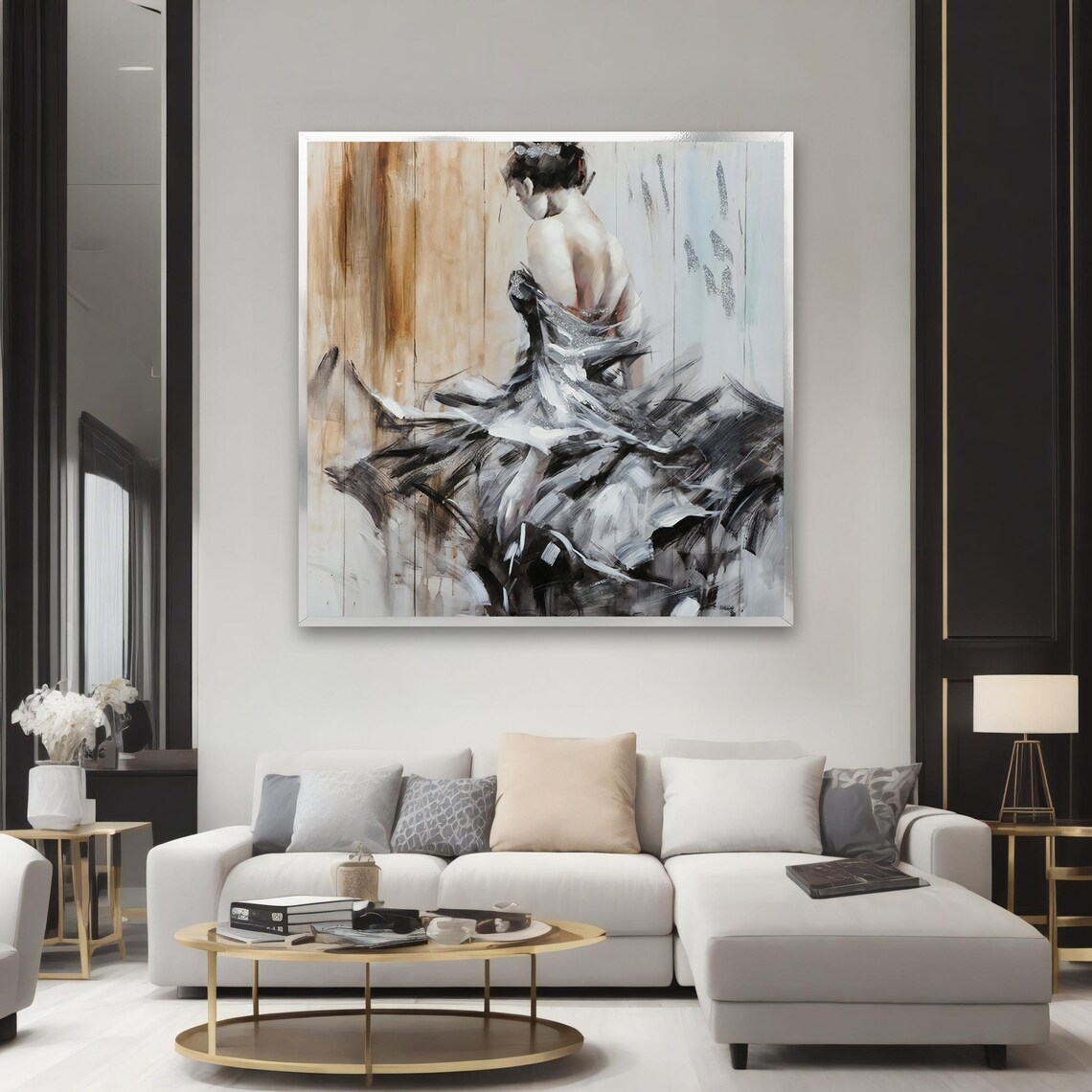 Graceful Ballerina Abstract Dance Painting Elegant Flowing Dress Wall Poster - Image 2