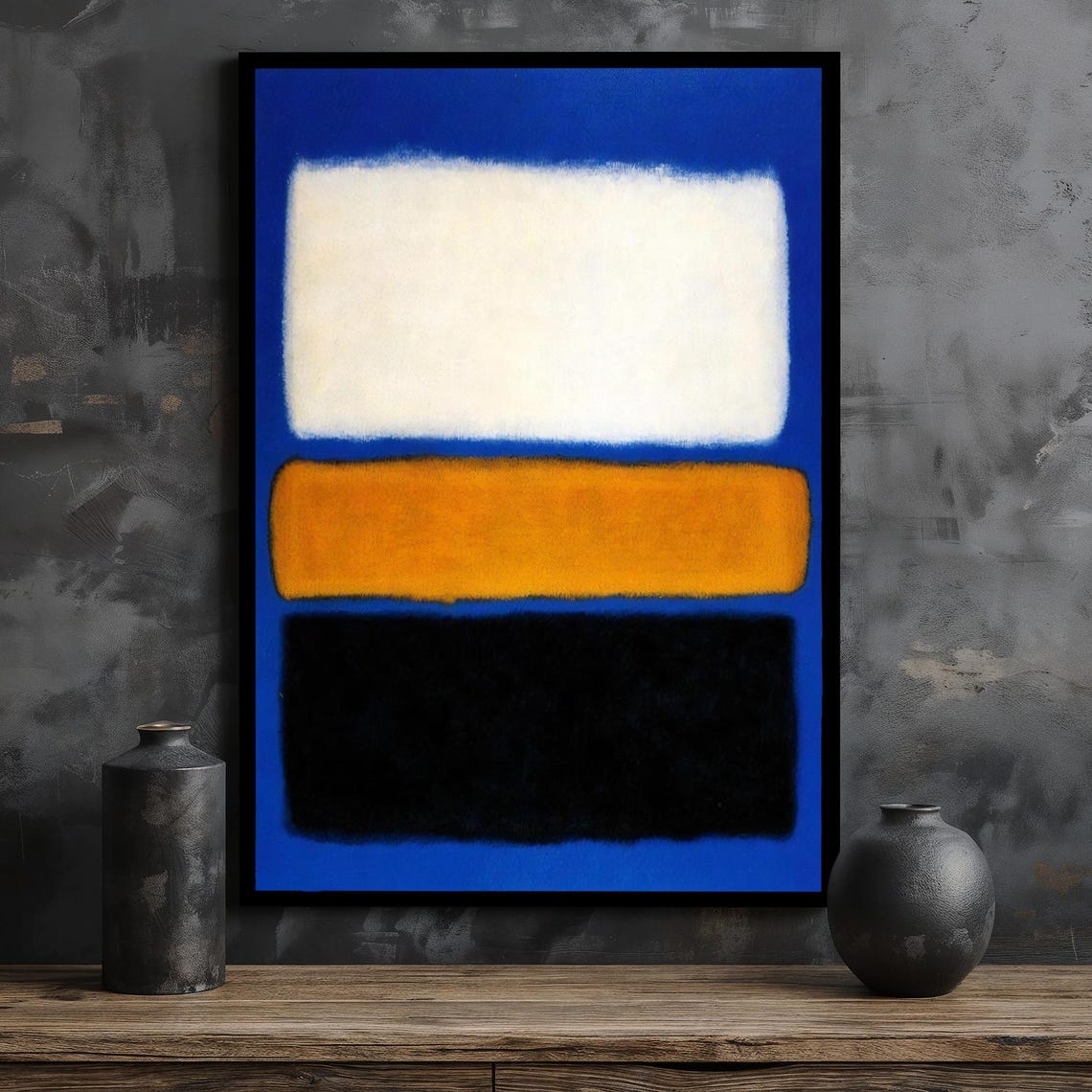 Rothko Style Blue White Orange Black Bold Color Block Art Poster