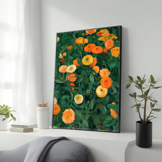 Vibrant Marigolds Print Retro Floral Wall Art Room Decor Unique Antique Decor Ideal Mothers Day Gift Gift Idea