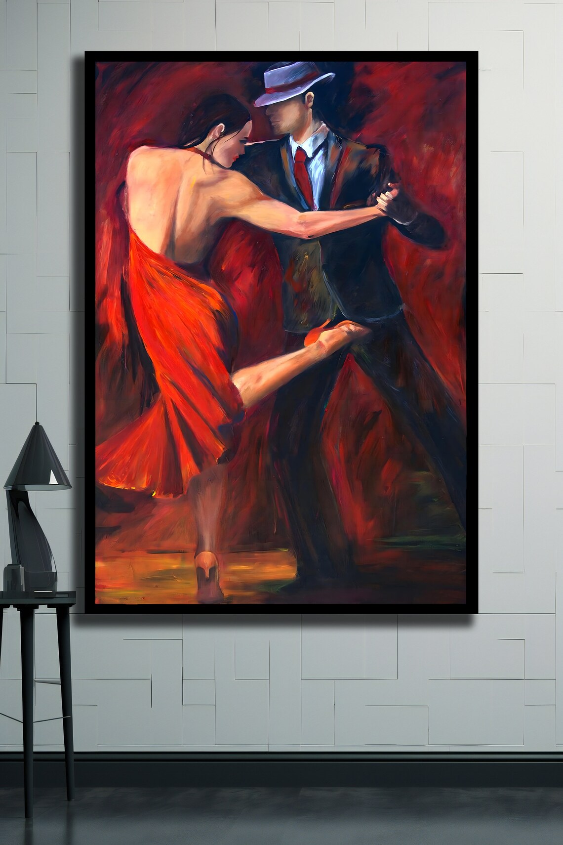 Passionate Tango Couple Dancing Woman In Red Dress Painting Art Poster - Image 2