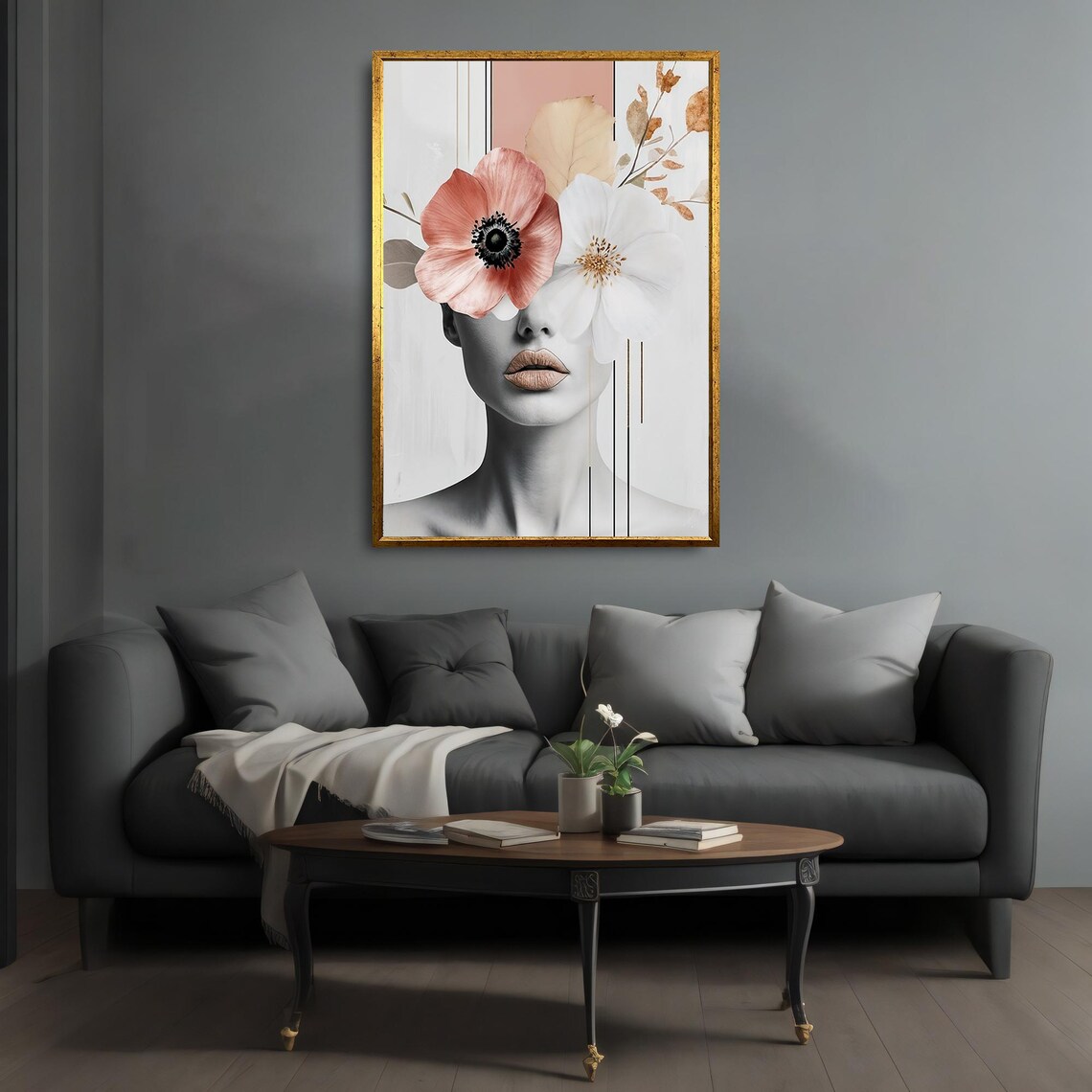 Floral Face Woman Poppy Blossom Minimalist Feminine Art Poster - Image 4