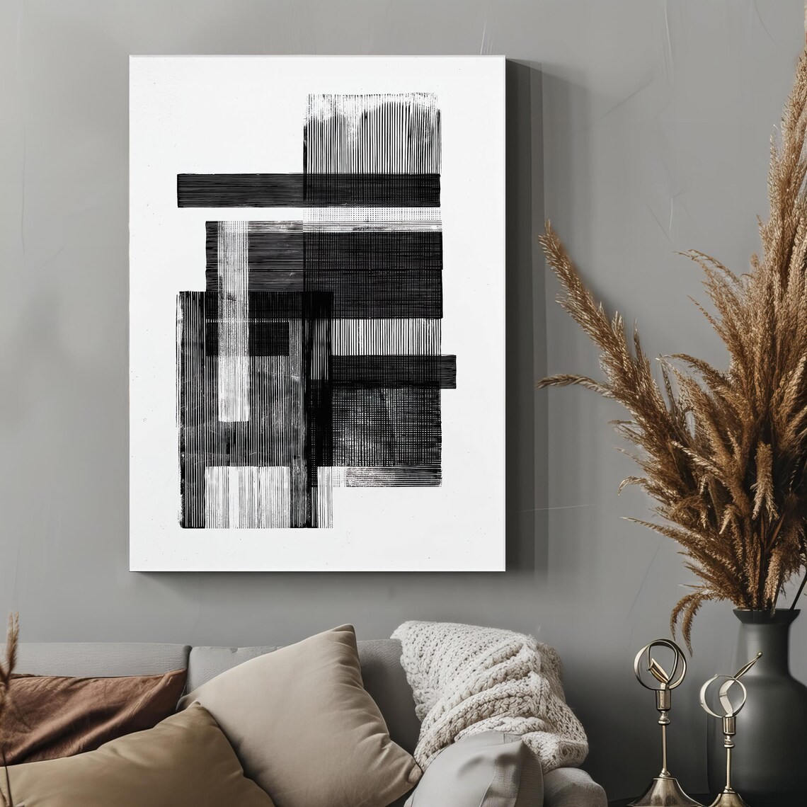 Decorative Black Lines Print Abstract Art Wall Art Elegant Abstract Art For Room Decoration Gift For Art Lovers - Image 4